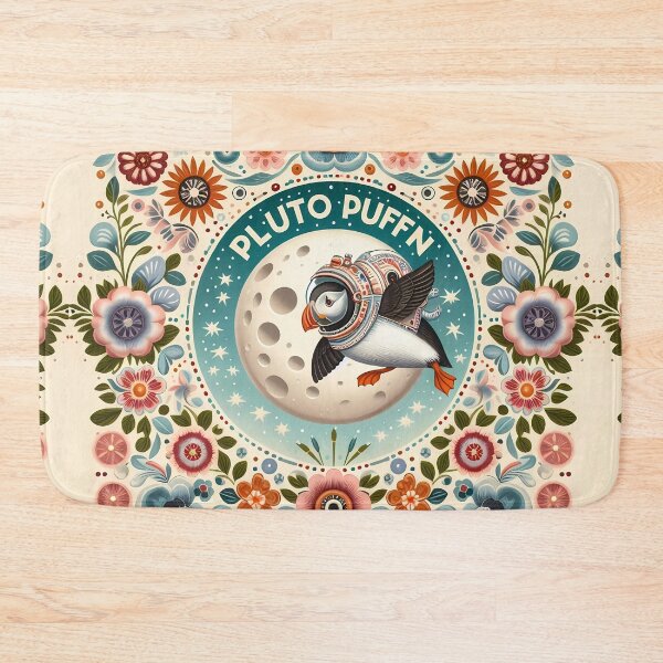 Item preview, Pluto Puffin - Space Puffin Scandinavian Folk Art by heidiannemorris © designed and sold by FOLK ART FUSION by heidiannemorris.