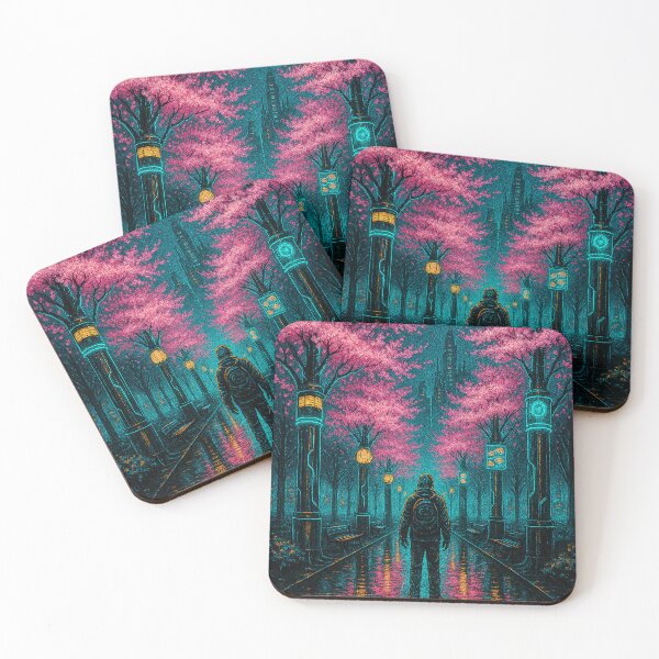 Item preview, Sakura Under Neon Moon – Cyberpunk Park in Neo Tokyo designed and sold by Domci.