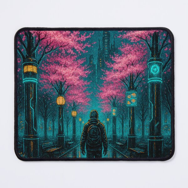 Item preview, Sakura Under Neon Moon – Cyberpunk Park in Neo Tokyo designed and sold by Domci.
