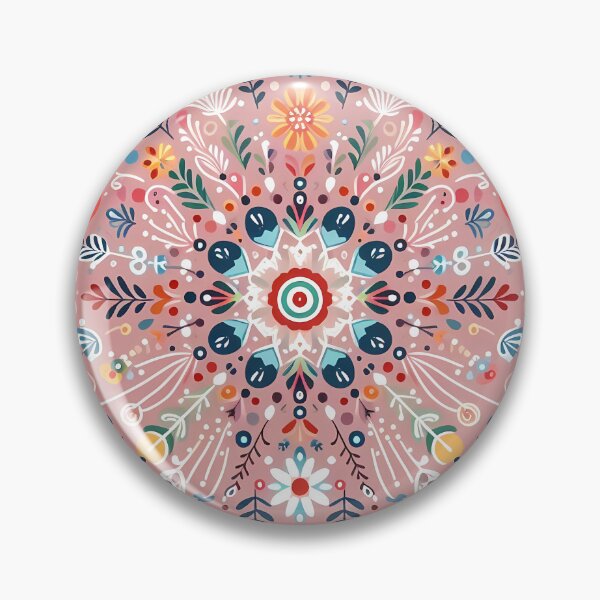 Artikelvorschau, Blumenexplosion - Rosa skandinavische Volkskunst von heidiannemorris © entworfen und verkauft von FOLK ART FUSION.