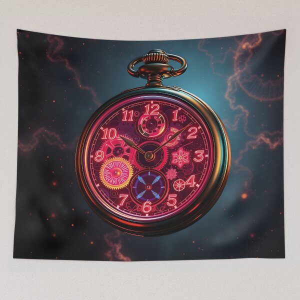 Item preview, Mystical Steampunk Pocket Watch with Cosmic Nebula Background designed and sold by AbdS07.