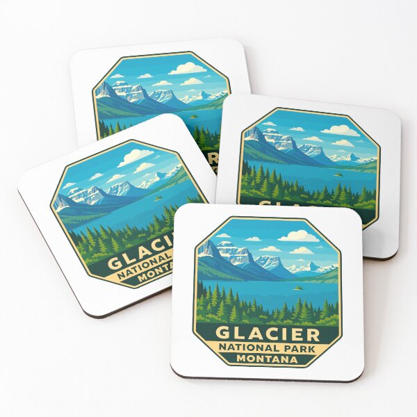 Item preview, Glacier National Park Retro Mountain Landscape Sticker designed and sold by Ismeal Von.