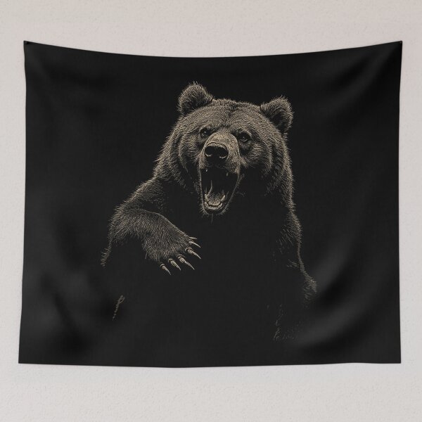 Item preview, Grizzly Bear Hiking Camping Vintage Angry Brown Bear designed and sold by JRRTs.