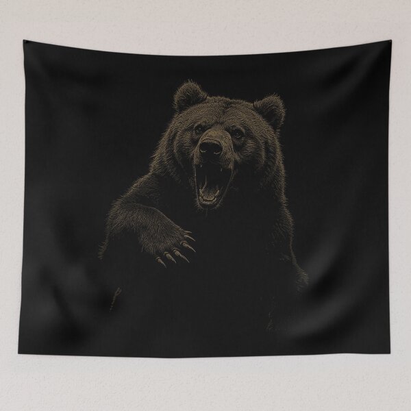 Item preview, Grizzly Bear Hiking Camping Vintage Angry Brown Bear designed and sold by JRRTs.