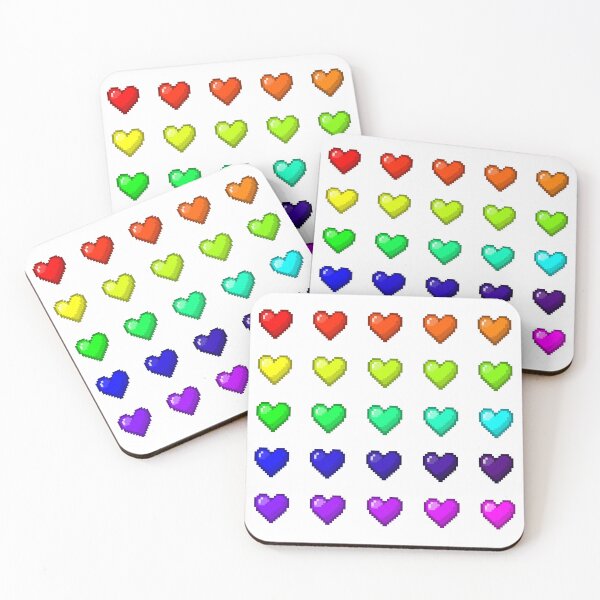 Item preview, Cute Pixel Hearts – Rainbow Pixels  designed and sold by retro_pixel.