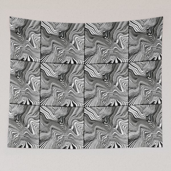 Item preview, Wavy stripe pattern in black and white designed and sold by AnnabellaRh.