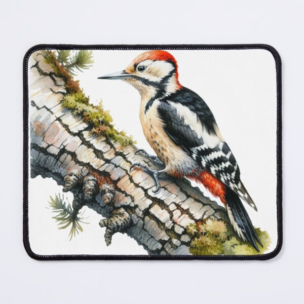 Item preview, Woodland Sentinel: Great Spotted Woodpecker on Birch designed and sold by mustardseed-410.