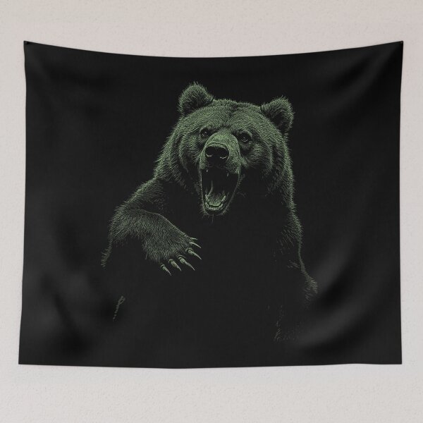 Item preview, Grizzly Bear Hiking Camping Vintage Angry Brown Bear designed and sold by JRRTs.