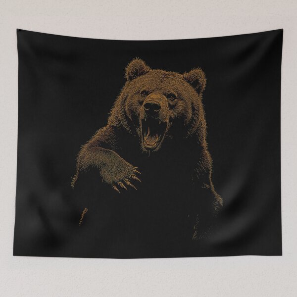 Item preview, Grizzly Bear Hiking Camping Vintage Angry Brown Bear designed and sold by JRRTs.