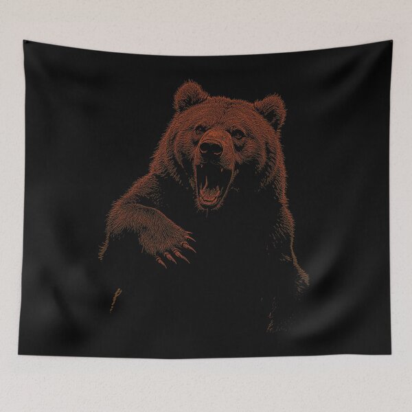 Item preview, Grizzly Bear Hiking Camping Vintage Angry Brown Bear designed and sold by JRRTs.