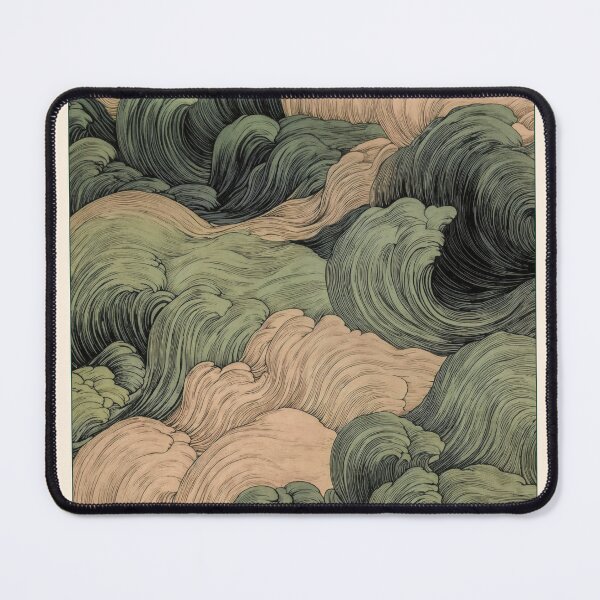 Item preview, Japanese Wall Art Abstract Wave Painting Wabi Sabi Surf Print Japandi Wall Art Sage Green Poster designed and sold by regnumsaturni.