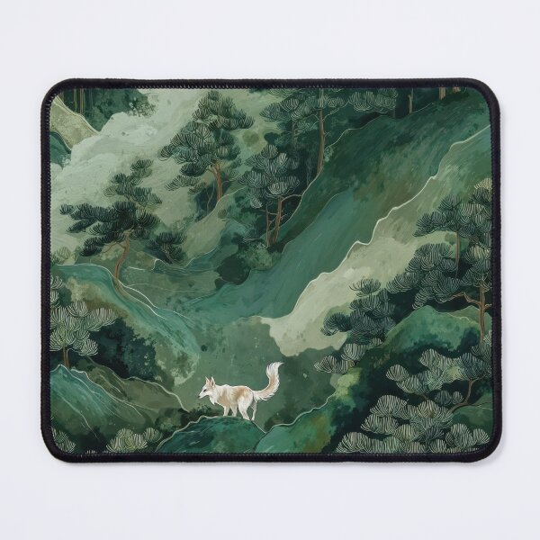 Item preview, Japanese Wall Art Maximalist Forest Fox Print Japandi Art Sage Green Wabi Sabi Painting botanical po designed and sold by regnumsaturni.