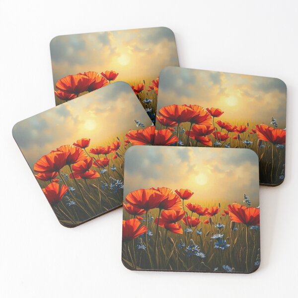 Item preview, Sunset Poppy Field - Red Poppies and Cornflowers designed and sold by SolaoLab.