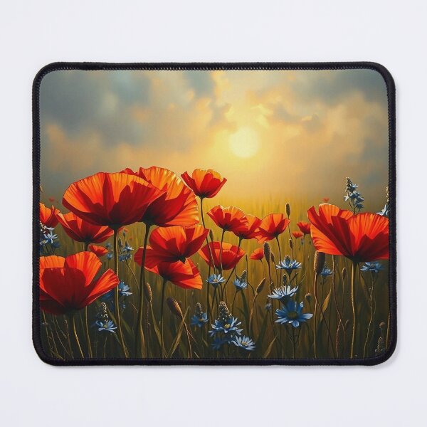 Item preview, Sunset Poppy Field - Red Poppies and Cornflowers designed and sold by SolaoLab.