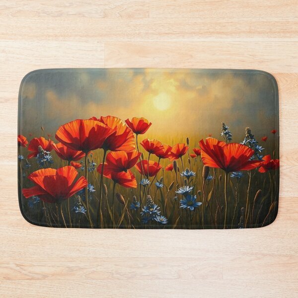 Item preview, Sunset Poppy Field - Red Poppies and Cornflowers designed and sold by SolaoLab.