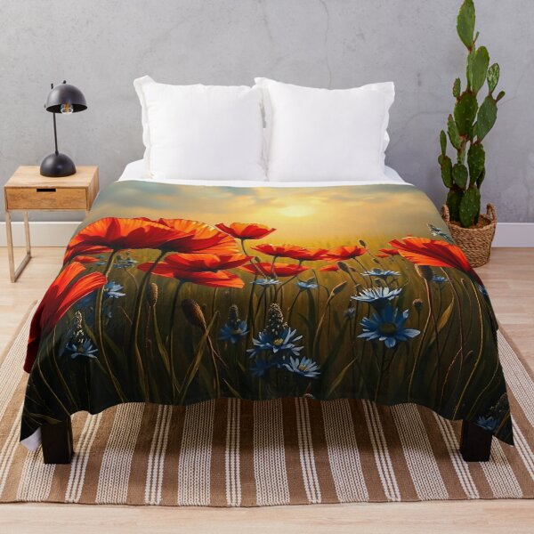 Item preview, Sunset Poppy Field - Red Poppies and Cornflowers designed and sold by SolaoLab.