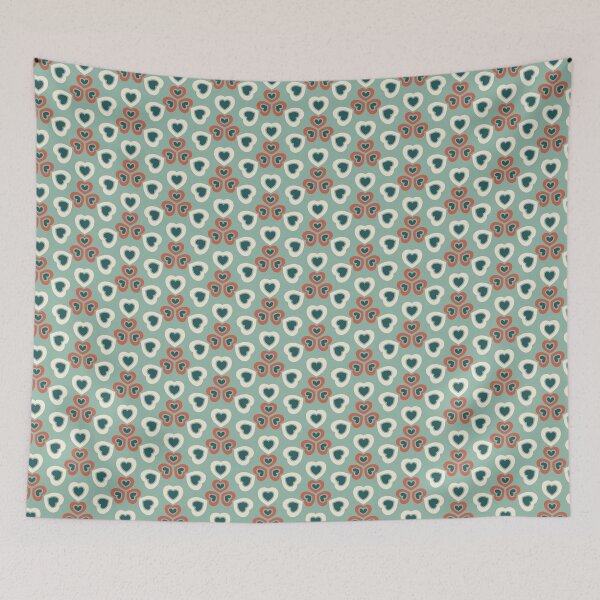 Item preview, Hearts - Geometric Pattern (Dark Green, Soft Green, Orange, Cream) designed and sold by JoelmaQ.