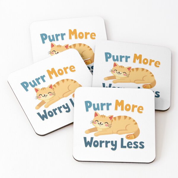 Item preview, purr more worry less, cute cat designed and sold by Bareradesigns.