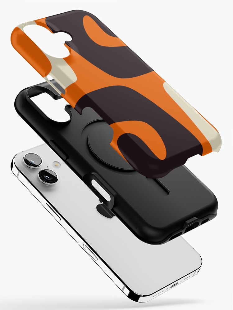 Mid Century Modern Mythos Abstract in Black Orange Cream iPhone Case