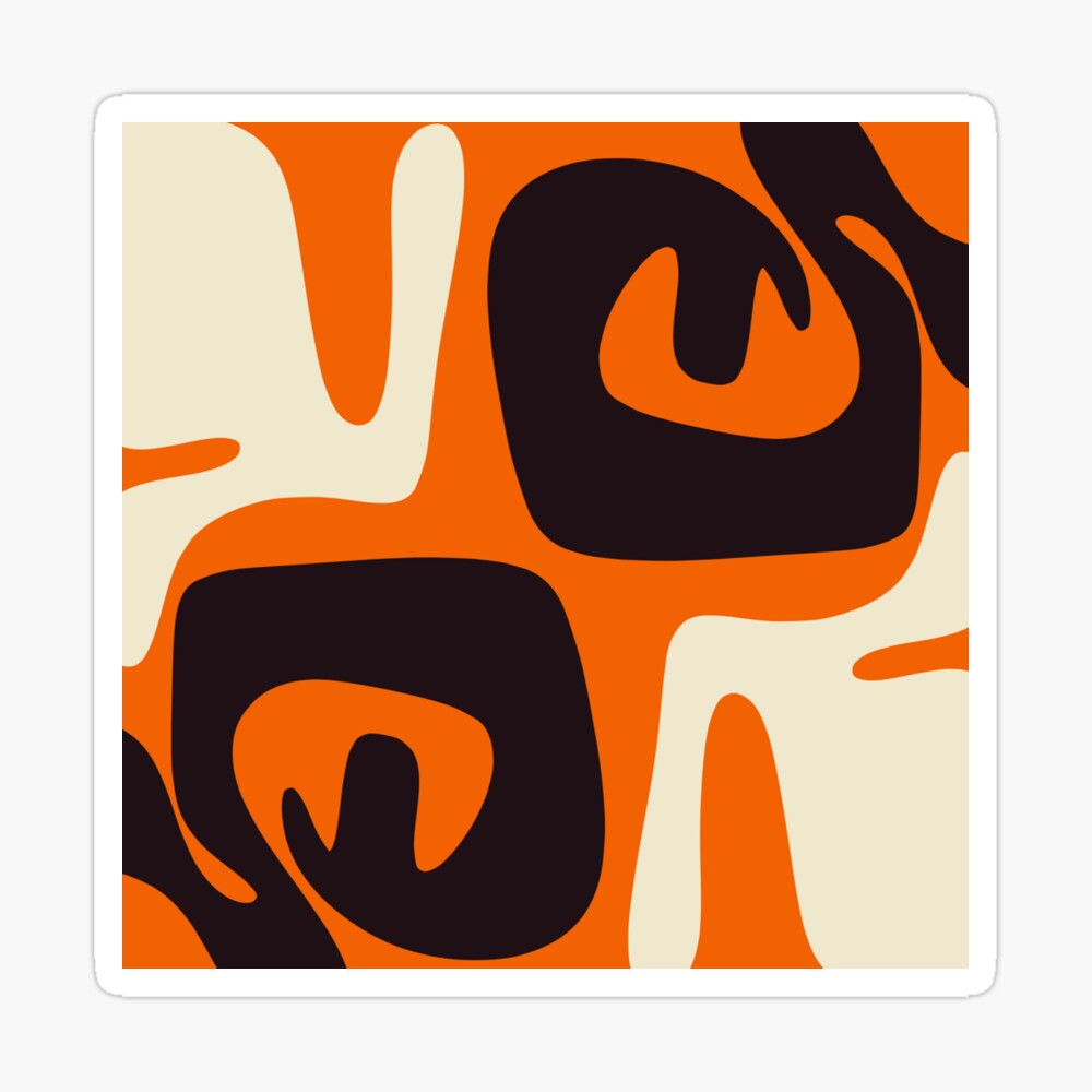 Mid Century Modern Mythos Abstract in Black Orange Cream iPhone Case