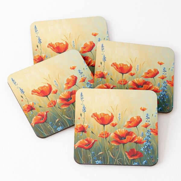 Item preview, Poppy and Wildflower Impressionist Style Painting designed and sold by SolaoLab.