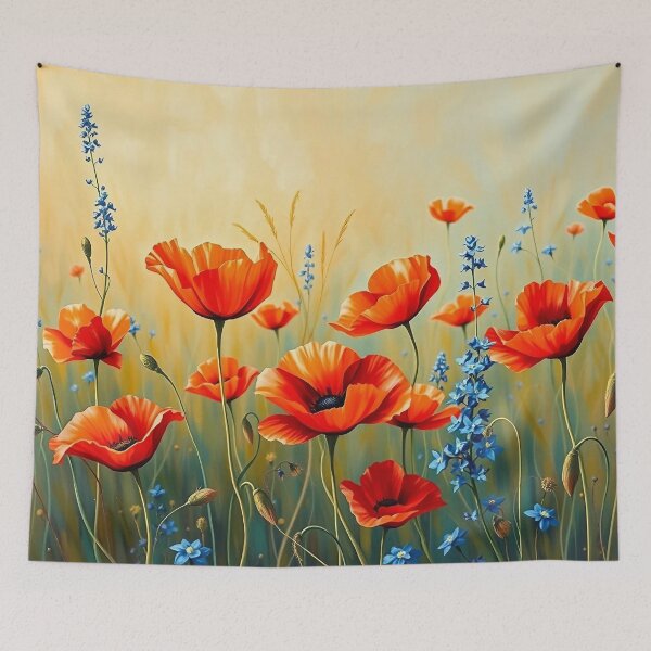 Item preview, Poppy and Wildflower Impressionist Style Painting designed and sold by SolaoLab.