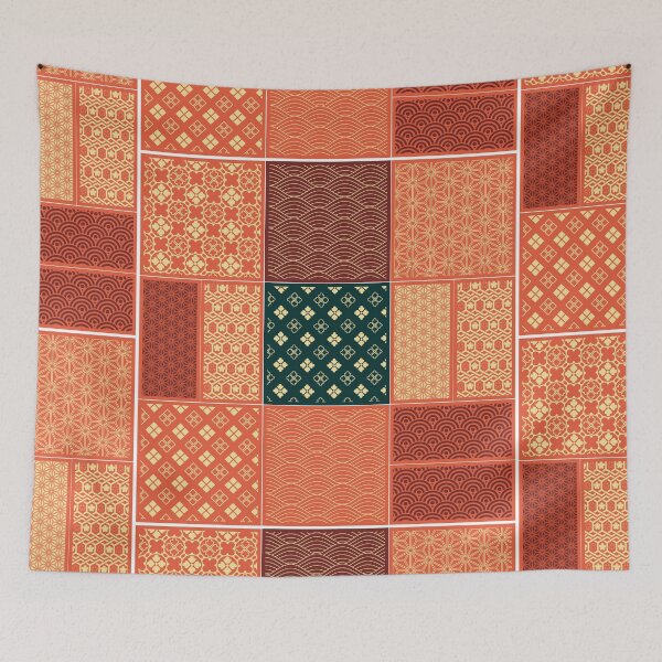 Item preview, Kimono Mix Pattern Patchwork Red designed and sold by urrin DESIGN.