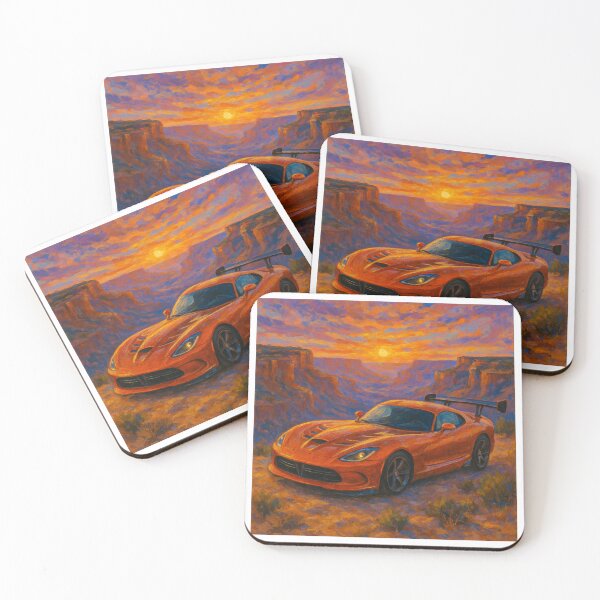 Item preview, Sports Car Framed By Fiery Desert Sky Colors designed and sold by RevUpDesign.