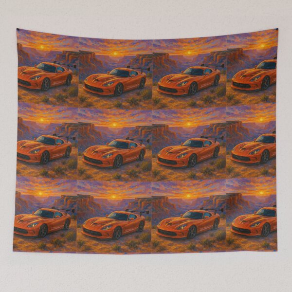 Item preview, Sports Car Framed By Fiery Desert Sky Colors designed and sold by RevUpDesign.