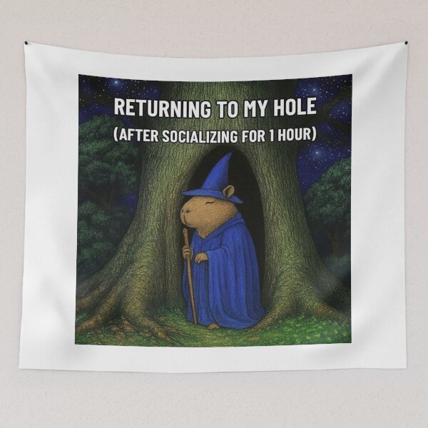Item preview, Capybara – “Returning to My Hole (After Socializing for 1 Hour)” designed and sold by Capybarastore_77.