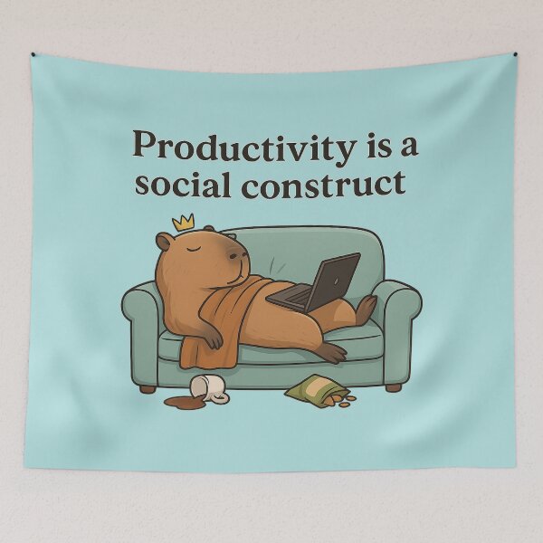 Item preview, Sloth Capybara – “Productivity is a Social Construct” Description: designed and sold by Capybarastore_77.