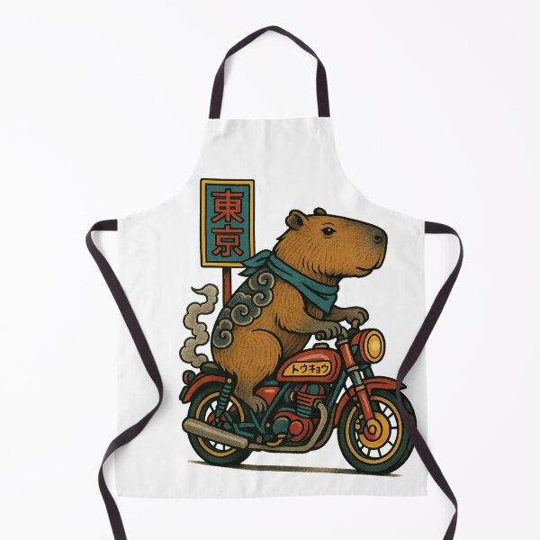 Item preview, Capybara Biker – Steel, Wind and Serenity (Japanese Tattoo Style) designed and sold by Capybarastore_77.