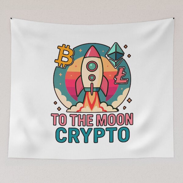 Item preview, To the Moon Crypto – Rocket Launch Sunset Design designed and sold by BitCrop.