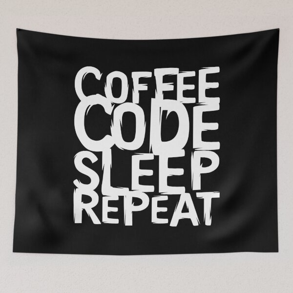 Item preview, coffee code sleep and repeat illustration and font logo designed and sold by AndreMi.