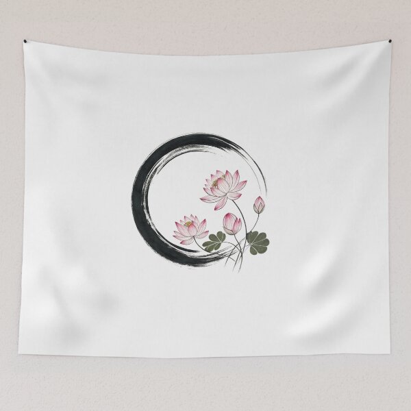 Item preview, Zen circle with lotus flovers , symbols  designed and sold by Lucky 777.