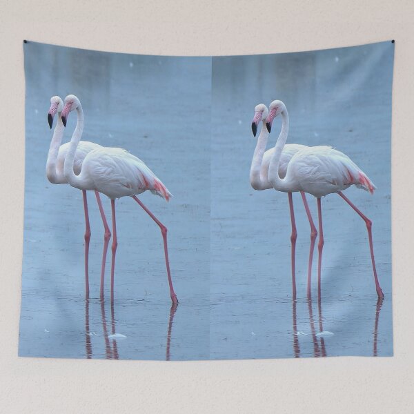 Item preview, "Two Pink Flamingos on Blue Water" designed and sold by ViktoriaLens.