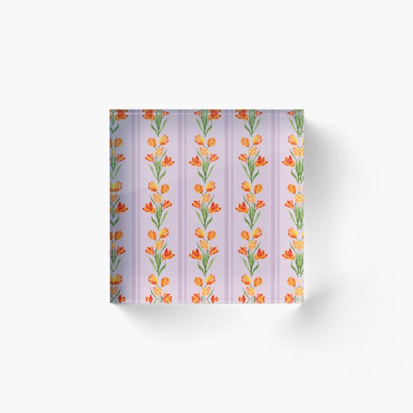 Item preview, Watercolor Painterly Orange French Tulips with Linen Texture Lavender designed and sold by JasmineGDesigns.