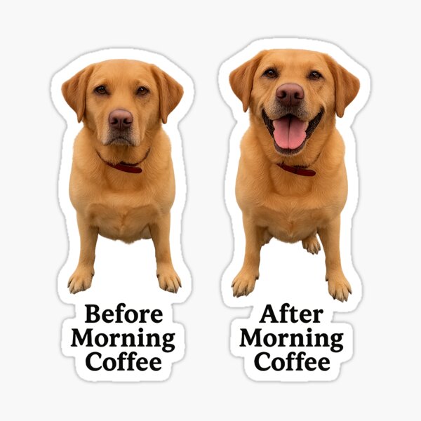 Item preview, Labrador Retriever Before and After Morning Coffee  designed and sold by Lizzy’s Little Studio.