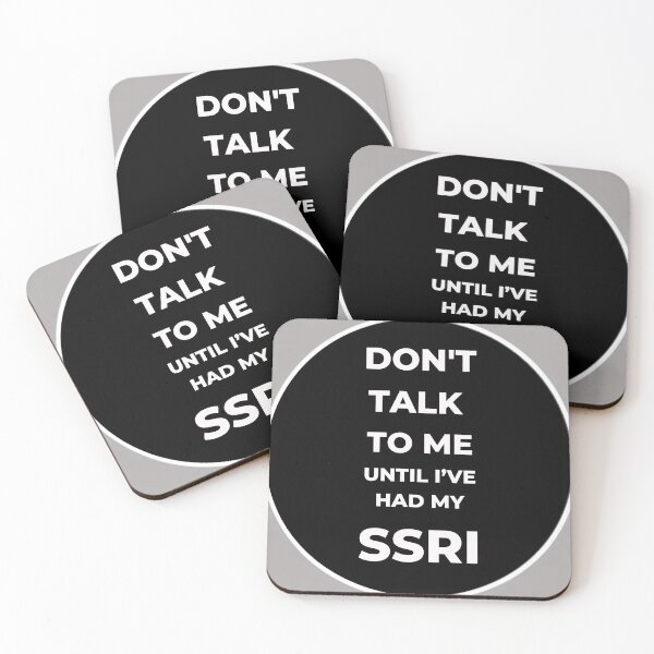 Item preview, Don’t Talk To Me Until I’ve Had My SSRI, Black – Funny Mental Health Sticker designed and sold by GutsAndGiggles.