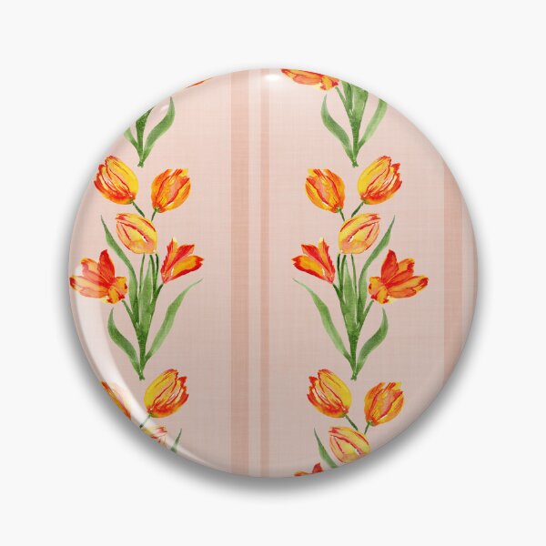 Aperçu de l'œuvre Tulipes françaises oranges à l'aquarelle avec texture lin pêche pastel créée et vendue par JasmineGDesigns.
