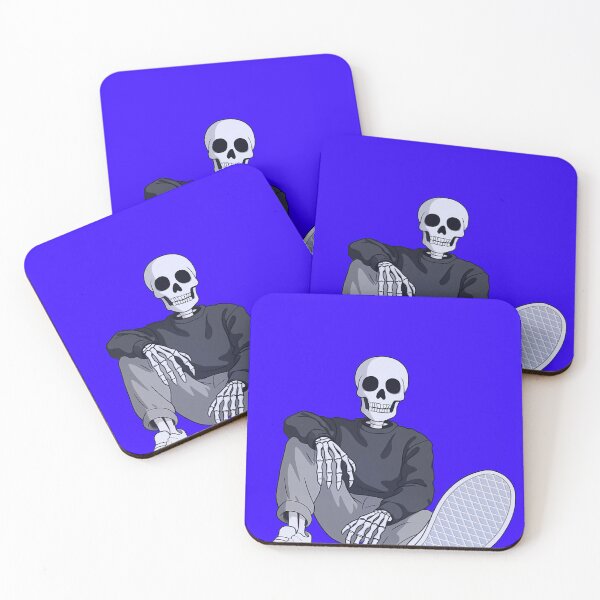 Item preview, Streetwear Skeleton Sitting — Blue Background Pop Art designed and sold by JayVsn.