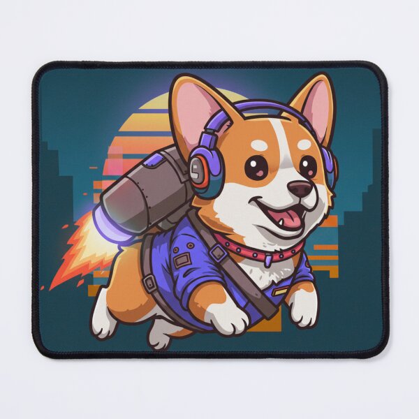 Item preview, Flying Jetpack Corgi Retro Sunset designed and sold by Color Drift.