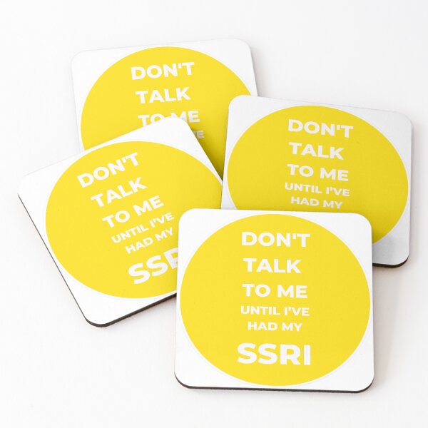 Item preview, Don’t Talk To Me Until I’ve Had My SSRI, Yellow – Funny Mental Health Sticker designed and sold by GutsAndGiggles.