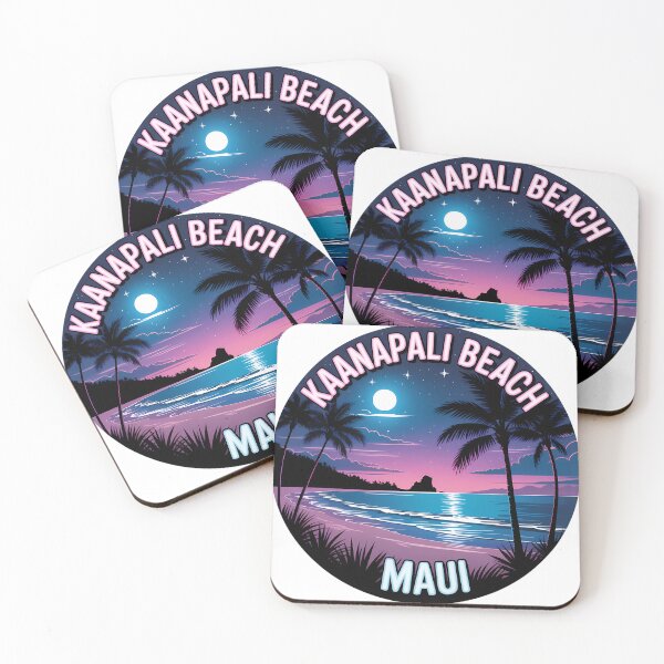 Item preview, Kaanapali Beach Maui Nightscape Circle Sticker designed and sold by Horizon Tales.