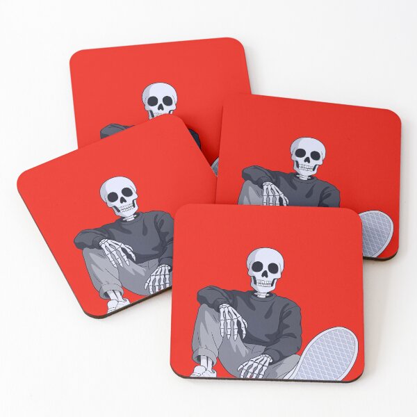 Item preview, Streetwear Skeleton Sitting — Red Background Pop Art designed and sold by JayVsn.