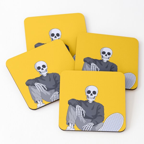 Item preview, Streetwear Skeleton Sitting — Yellow Background Pop Art designed and sold by JayVsn.