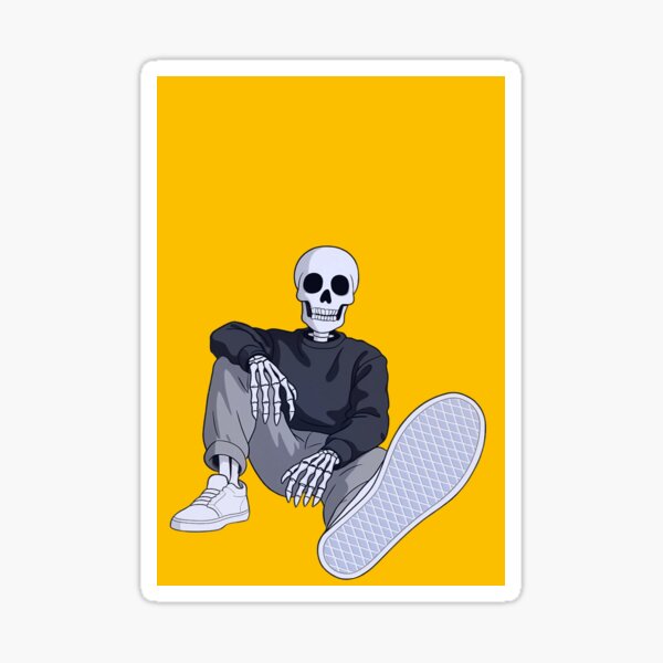 Item preview, Streetwear Skelett sitzend – Gelber Hintergrund Pop Art designed and sold by JayVsn.