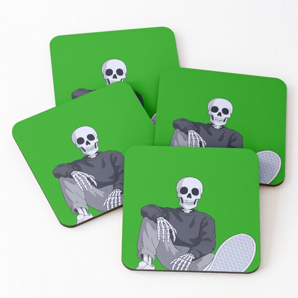 Item preview, Streetwear Skeleton Sitting — Green Background Pop Art designed and sold by JayVsn.