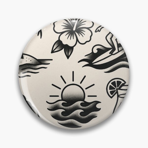 Item preview, Beachy tattoo flash designed and sold by Moth.m1lk.