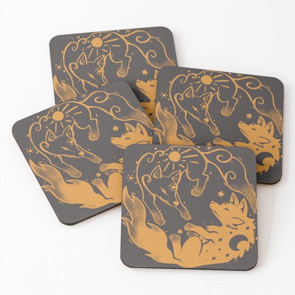 Item preview, Sun and Moon Golden Wolves designed and sold by TechraNova.
